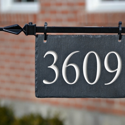 Hanging slate address marker / house numbers lamppost