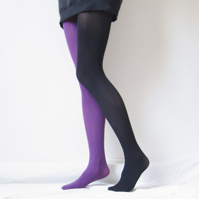 Duo // black & purple 2 tone rock tights-pantyhose