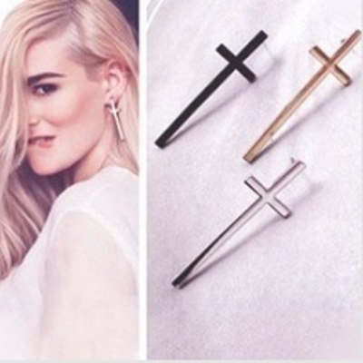 Long cross earrings