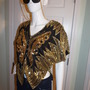 Vintage Black/Gold Butterfly Sequins Top Size S-2