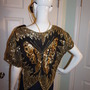 Vintage Black/Gold Butterfly Sequins Top Size S-4