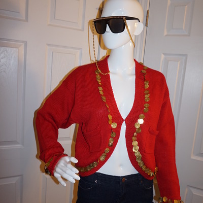 Vintage ashley morgan red/gold goin sweater size l