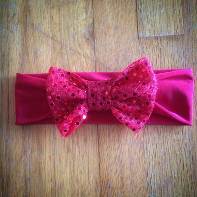 Red sequin bow headwrap