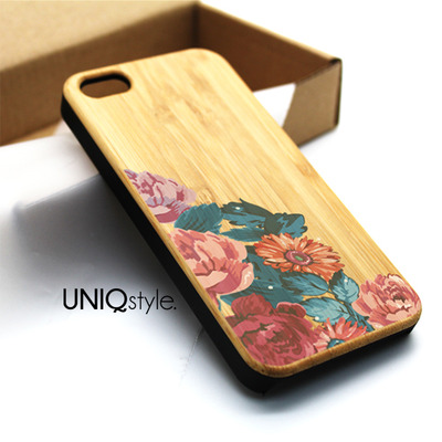 Vintage floral Rose flower print wood case for iPhone 6, iPhone 6 Plus, iPhone 4/4s, iPhone 5/5s/5c real wood cover - W01