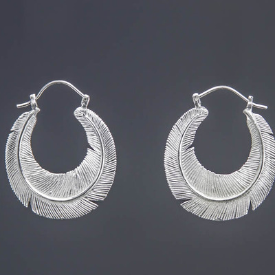 Feather wrap hoop (silver)