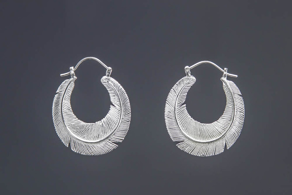 Feather Wrap Hoop (silver)