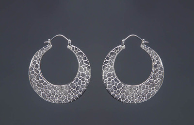 Balinese Pebble Hoops (Silver)