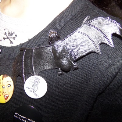 Gothic bat pin, brooch