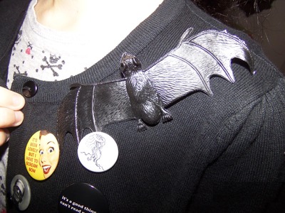 Gothic bat pin, brooch