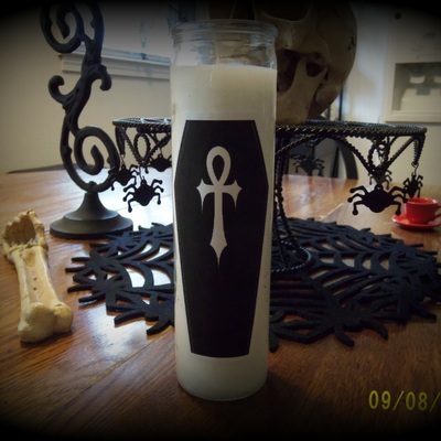Gothic ankh coffin candle