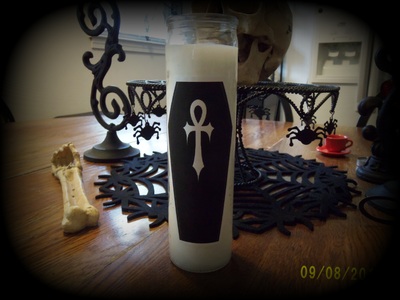 Gothic ankh coffin candle