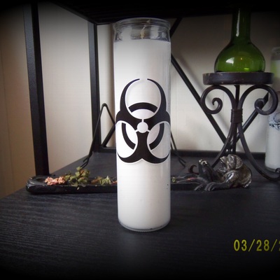 Biohazard symbol candle