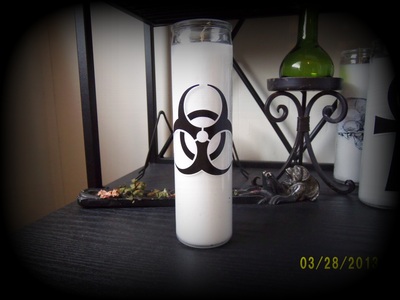 Biohazard symbol candle