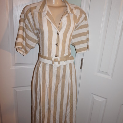 Vintage bgb tan/white stripe dress size xl