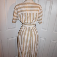 Vintage BGB Tan/White Stripe Dress Size XL - Thumbnail 2