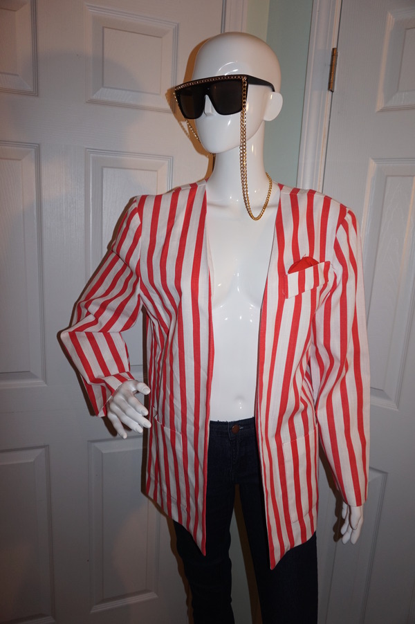 Vintage Melissa Red/White Candy Cane Blazer Size XL