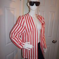 Vintage Melissa Red/White Candy Cane Blazer Size XL - Thumbnail 1
