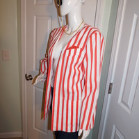 Vintage Melissa Red/White Candy Cane Blazer Size XL - Thumbnail 2