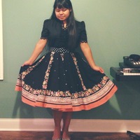 Black Floral Skirt (Small) - Thumbnail 1