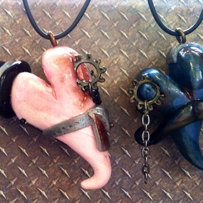 Steampunk heart pendants - lg