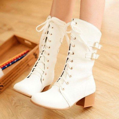 Fashion women lace metal buckle martin boots