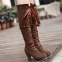 Women fashion sexy bowknot lace high-heeled boots-1