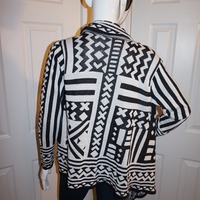 Vintage Demanding Black/White Design Throw Jacket Size M-L - Thumbnail 3