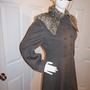 Vintage Gray Wool Coat with Curly Lamb Collar Size S-M-1