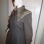 Vintage Gray Wool Coat with Curly Lamb Collar Size S-M-2