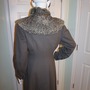 Vintage Gray Wool Coat with Curly Lamb Collar Size S-M-4