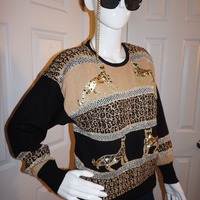 Vintage Antionelle Prev Black/Gold Sweater Size M-L - Thumbnail 1