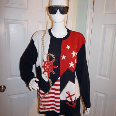 Vintage alfred dunner red/white/blue sweater size 3x
