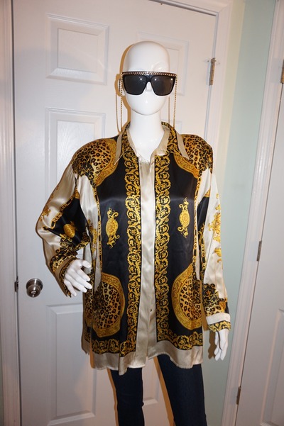 Vintage mssardi black/gold versace style top size 1x