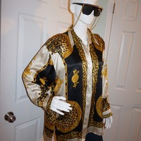 Vintage Mssardi Black/Gold Versace Style Top Size 1x - Thumbnail 1