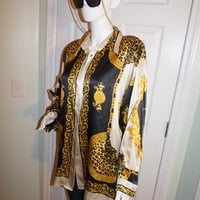 Vintage Mssardi Black/Gold Versace Style Top Size 1x - Thumbnail 2