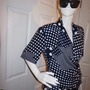 Vintage Nicola Navy Blue Polka Dot Blouse Size S-1