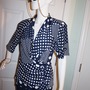 Vintage Nicola Navy Blue Polka Dot Blouse Size S-2