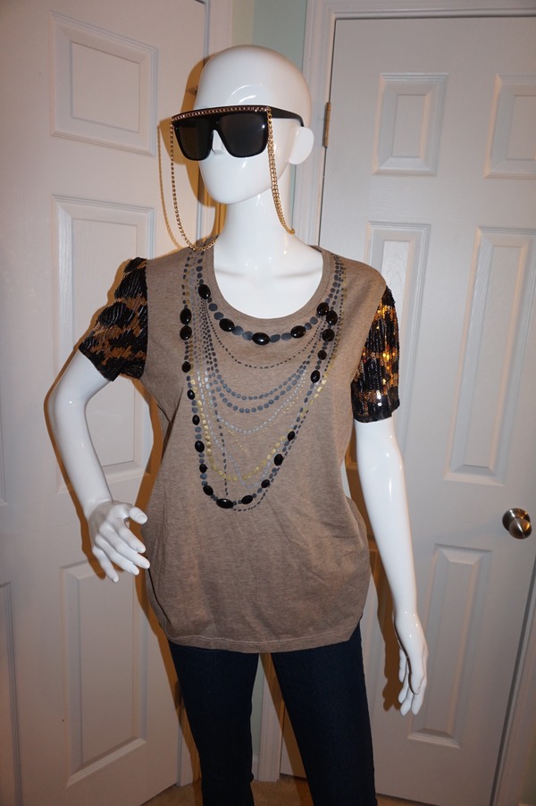 Rebella Moses Brown Black Necklace Top Size L