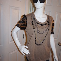 Rebella Moses Brown Black Necklace Top Size L - Thumbnail 1