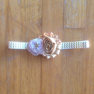 Gold chevron shabby headband