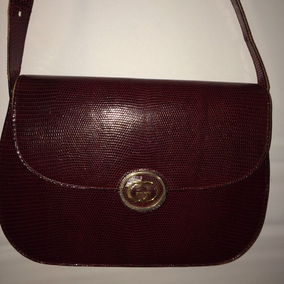 Vintage lizard skin authentic  burgundy gucci purse 