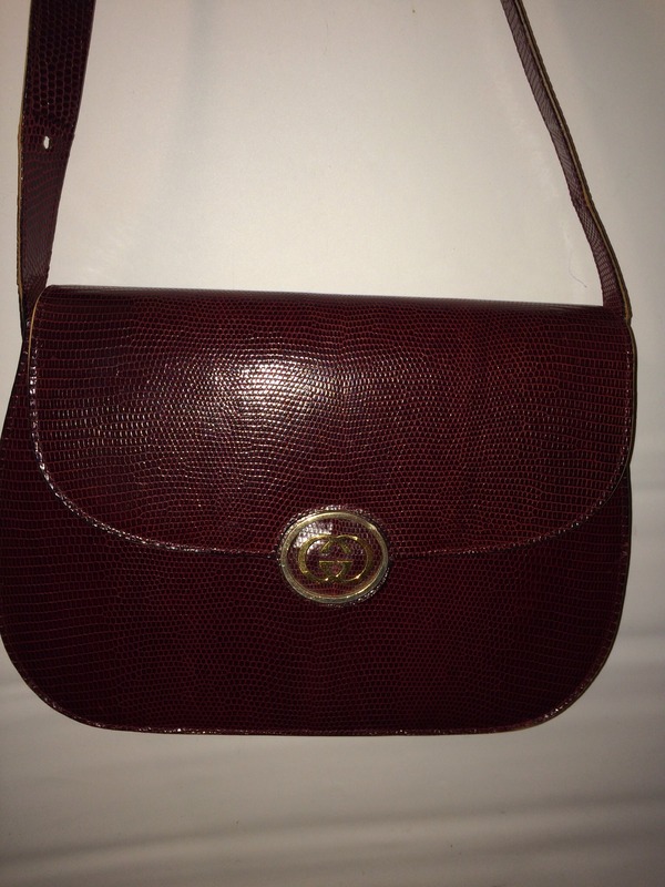 Vintage Lizard Skin Authentic  Burgundy Gucci Purse 