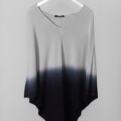 Hooded ombré poncho