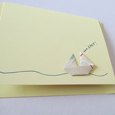 Ahoy! eco origami sailboat card