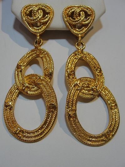 Vintage chanel textured earrings