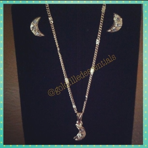 Moon Earrings, Pendant & Chain Set