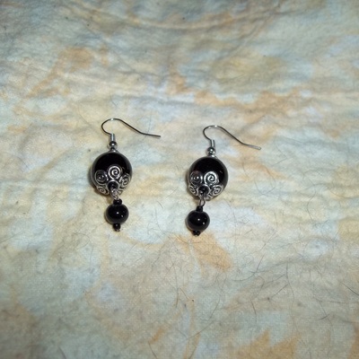 Black glass drop earrings