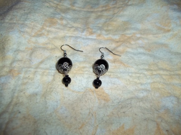 Black glass drop earrings