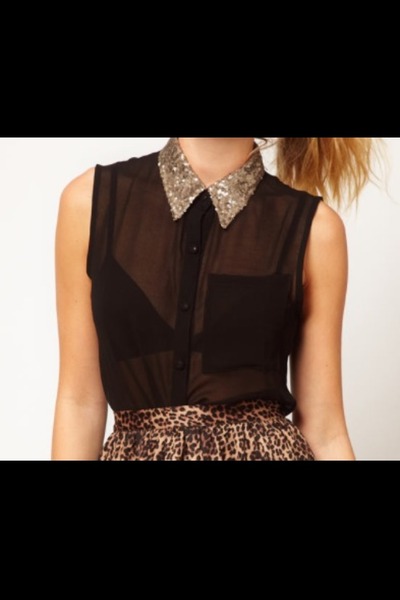 Glamorous Sequin Collar Top 