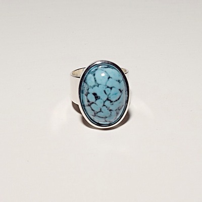 Marble turquoise ring (wide band)